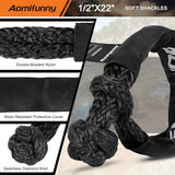 Aomifunny 7/16" x 30ft UHMWPE Tow Rope, 31,200 Lbs Break Strength, Heavy Duty Tow Strap Recovery Kit for ATV, UTV, SUV, Cars（Orange）