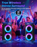 Large Party Bluetooth Speaker, 260W Peak Powerful Loud Sound with Deep Bass, 15Hr Playtime, Fast Charge, RGB Cool Light Show, TWS, Portable for Outdoor Beach, Camping, Backyard, Work, Home (Blue)