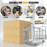 Platform Truck Cart with Cage, Multipurpose 6 in1 Foldable Flatbed Cart Heavy Duty Push Cart Dolly