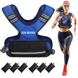 ZZR SEVEN Weighted Vest for Women and Men, 4-10lbs/11-20lbs Adjustable Weighted Vest with 6 Iron Sand Weights, Running Vest for Strength Training, Workout, Running, Fitness, Weight Loss (Blue, 11-20lb)