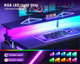 ODK 40 Inch Gaming Desk with USB Power Outlets and LED Lights, Reversible L Shaped Computer Desk, Black