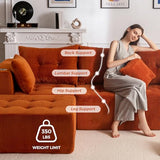 MAXYOYO Boneless Couch, L-Shaped Modular Cloud Couch, 4-Seat Sofa, Ottoman