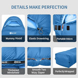 QEZER 0 Degree Down Sleeping Bag for Adults with 650 Fill Power for 27℉-0℉ Cold Weather Lightweight Sleeping Bag