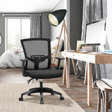 ALPHA HOME Office Chair Ergonomic, Mid Back Mesh Computer Chair with Lumbar Support Executive Stool with Adjustable Armrest & Seat Cushion, BIFMA & SGS Certified