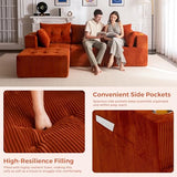 MAXYOYO Boneless Couch, L-Shaped Modular Cloud Couch, 4-Seat Sofa, Ottoman