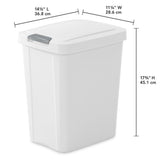 Sterilite 7.5 Gallon TouchTop Wastebasket with Lid that Opens with Touch, Conceals Trash in the Kitchen, Bathroom, Mudroom or Office, White, 12-Pack