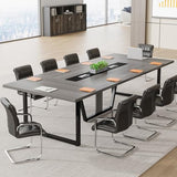 8FT Conference Table, 94.49 L x 47.24 W x 29.53 H Inches Large Meeting Podcast Table for 10 People, Business Style Wooden Training Table
