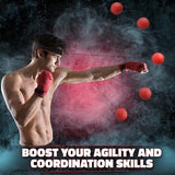 Boxing Reflex Ball Set with 4 Difficulty Balls & 2 Adjustable Headbands – Reaction Ball Training Kit for Adults, Improves Speed, Focus