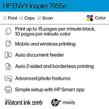 HP ENVY Inspire 7955e Wireless Color Inkjet Printer, Print, scan, copy, Easy setup HP