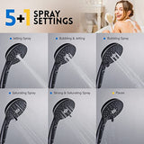 Shower Head Combo, Black 8'' High Pressure Rain/Rainfall Shower Head,5 Ryamen