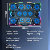 Laptop Cooling Pad - 11 High Speed Turbo Fans Ultra Quiet Laptop Cooler Stand with RGB Lights Digital Display