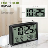 BGYTWEYTD Atomic Clock Alarm Clock with Backlight, 8.7″ Battery Powered Clock Auto DST Self-Setting, Digital Wall Clock with Indoor Temperature Humidity, Snooze for Bedroom Office
