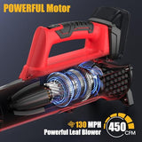 Leaf Blower for Milwaukee 18V Battery, 450CFM Electric Leaf Blower with 130MPH, Yard (Battery Not Included) (Red)