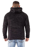 GINGTTO mens sherpa hoodie sweater Fleece Sweatshirt Black Fuzzy Supersoft Winter Hoodie With Sherpa Lining Men Size S