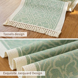 UWWGKK 14x48 Botanical Table Runner Waterproof Floral Vine Boho Tassels