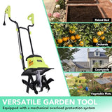 LOVTILLER 12 Inch Small Electric Corded Garden Tiller Cultivator 8.5 AMP Power Rototiller for Gardening