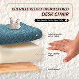 VINGLI Chenille Curved-Back Armless No Wheels Vanity Chair for Girls