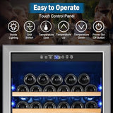 24" 190-Bottle Freestanding Wine Cooler, Low Noise with Sliding Shelves