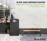 Alpine Industries 40 Gallon Commercial Outdoor Trash Can, Metal with Removable Bin & Locking Lid (Black, Grey Stone)