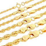 Nuragold 14K Real Yellow Gold Rope Diamond Cut Chain Lightweight Necklace