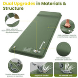 Feelnais Camping Sleeping Pad, Built-in Foot Pump Inflatable Sleeping Pads, Memory Foam Mattress with Pillow, 4 Season Camping Mattress Pad, Camping Essentials Gear for Tent, Car, Hiking - Green