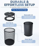 Commercial Outdoor Trash Can, Round Waste Receptacle for Parks