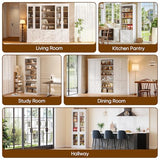 Vyre 70.8" Tall White Bookshelf, Farmhouse Modular Bookcase with 6-Tier Adjustable Shelves