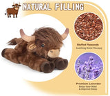 Highland Cow Stuffed Animals, Microwavable Stuffed Animal Adorable Fluffy Highland Cow Plush for Warmth Comfort, Heatable Coolable Lavender Scent Toy, Cute Soft Plushies Gift for Kid Boys Girl & Adult