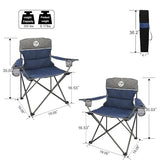 Northroad Outdoor Camping Chair Set of 3,Folding Padded Camp Chair,Collapsible Conversation Set w/1 Sofa,2 Single Chairs for Family Patio,Beach (Blue)