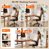 Ylzyxal Office Desk Chair, Ergonomic Computer Chair with Padded Flip-Up Arms and Adjustable Lumbar Support, PU Leather Executive Chair with Tilt Lock and 360° Swivel Rolling Wheels for Work