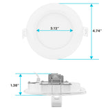 LUXRITE 12-Pack 4 Inch Ultra Thin LED Recessed Lighting, 10.5W, 5 Color Selectable 2700K | 3000K | 3500K | 4000K | 5000K, CRI 90, 750 Lumens, Dimmable LED Wafer Lights, Wet Rated, Baffle Trim