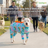 LovinPet Large Dog Pajamas, Four-Leg Stretch Onesie Bodysuit, Lightweight UV-Shielding Pajamas, Anti-Lick Calming Recovery Suit for Surgery, Pull-On for Medium and Large Breeds,Green Orange,3XL