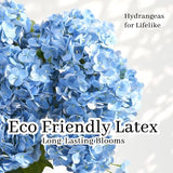 NINTYNINE Hydrangea Artificial Flowers, 4Pcs Real Touch Faux Hydrangea with Long Stem and Leaves, Lifelike Fake Flowers for Outdoor Planters Garden Porch Yard Home Decor, Wedding Bouquets, Light Blue