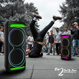 Dolphin Bluetooth Party Speaker – Dual 15" Woofers, 100W RMS, Deep Bass, High Volume, X-BASS, TWS, LED Light Show, Rechargeable Battery, Karaoke Mic Included, PartyBox