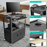DNA Motoring Steel AV Cart with Extra Storage Cabinet