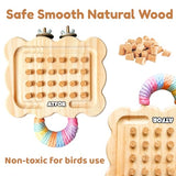 Parrot Toy Cork Pulling Puzzle – 30x Natural Cork Stoppers with Wooden Cookie Shaped Base, Small Medium Parrot Chew Toy for Boredom Buster, Cage Mount Foraging Toy