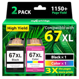 myCartridge 67XL Ink Cartridges Combo Pack Remanufactured for HP Printer Ink 67 Compatible with HP Envy 6000 6055e 6455e DeskJet 2700 2700e 4200e 2755e 4155e 4155e 4100 4100e 2755 Printer,2 Pack