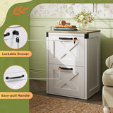 DEVAISE 2 Drawer File Cabinet with Lock, Wood Farmhouse Filing Cabinet for Home Office, Printer Stand Fits Letter and A4 Size, White