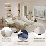 Modular Sectional Sofa Couches for Living Room,160inch Linen Cloud Couch with Storage Ottoman
