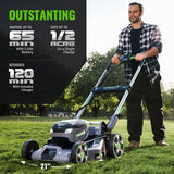 NovorikX 60V Self-Propelled Lawn Mower 21-Inch, Brushless Cordless Mower for Large Yards, Electric with LED Headlight, 5.0Ah Battery & Rapid Charger