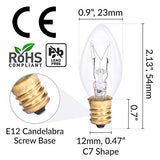 Simba Lighting C7 7W Replacement Bulb E12 Candelabra Base, 2700K, 6 Pack