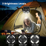 covozon 20000mAh Portable Misting Fan, USB Rechargeable Camping Fan with LED Light, Battery Operated for Outdoor, Tents, Beach, Travel - 250mL Water Tank & Hook Included, Black.