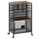 EasyPAG Rolling Cart with Storage Drawer, Under Desk Filling Cabinet with Mail Sorter, Pull Out Hanging File Rack for Letter Size Folders, Mobile Utility Craft Cart for Home Office, Black