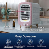 Jafanda Air Purifier for Home Bedroom 780sq ft, HEPA & Activated Carbon, Air Cleaner with Fragrance Sponge & Nightlight, Pink