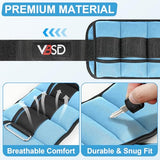 VBSD Adjustable Ankle Weights for Men Women, 10lb 1 Pair Leg Weight Straps, Weighted Ankle Weights Set, 1-5 lbs Each Ankle, 1 Pair 2-10 lbs, Blue