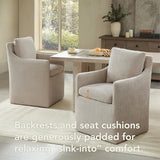 Upholstered Dining Chairs with Casters, No Assembly Modern Accent Armchair with Rollers for Dining Room, 4 Box