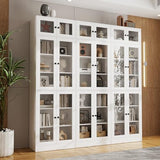 H Bookcase with Doors, Wooden Bookshelves and Bookcases for Home Office