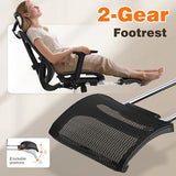 GABRYLLY Ergonomic Office Chair with Footrest, 135° Reclining Desk Chair with Adjustable Lumbar Support,3D Armrest