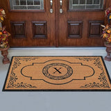 A1 Home Collections First Impression Hand Crafted Abrilina Entry Coir Monogrammed Double Doormat, 72" L x 36" W, X-Large