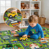HBUFBUQ Non Slip City Road Traffic Carpet for Toy Cars, Kids Play Rug 3x5 Feet Education Town Map with Zoo and Shop Learning Area Rug for Boys Girls Playroom Bedroom